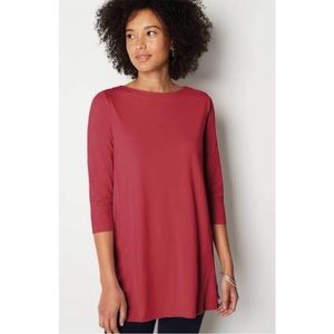 J. Jill Women’s Cape Cod Red Luxe Supima Ballet 3/4 Sleeve Tunic